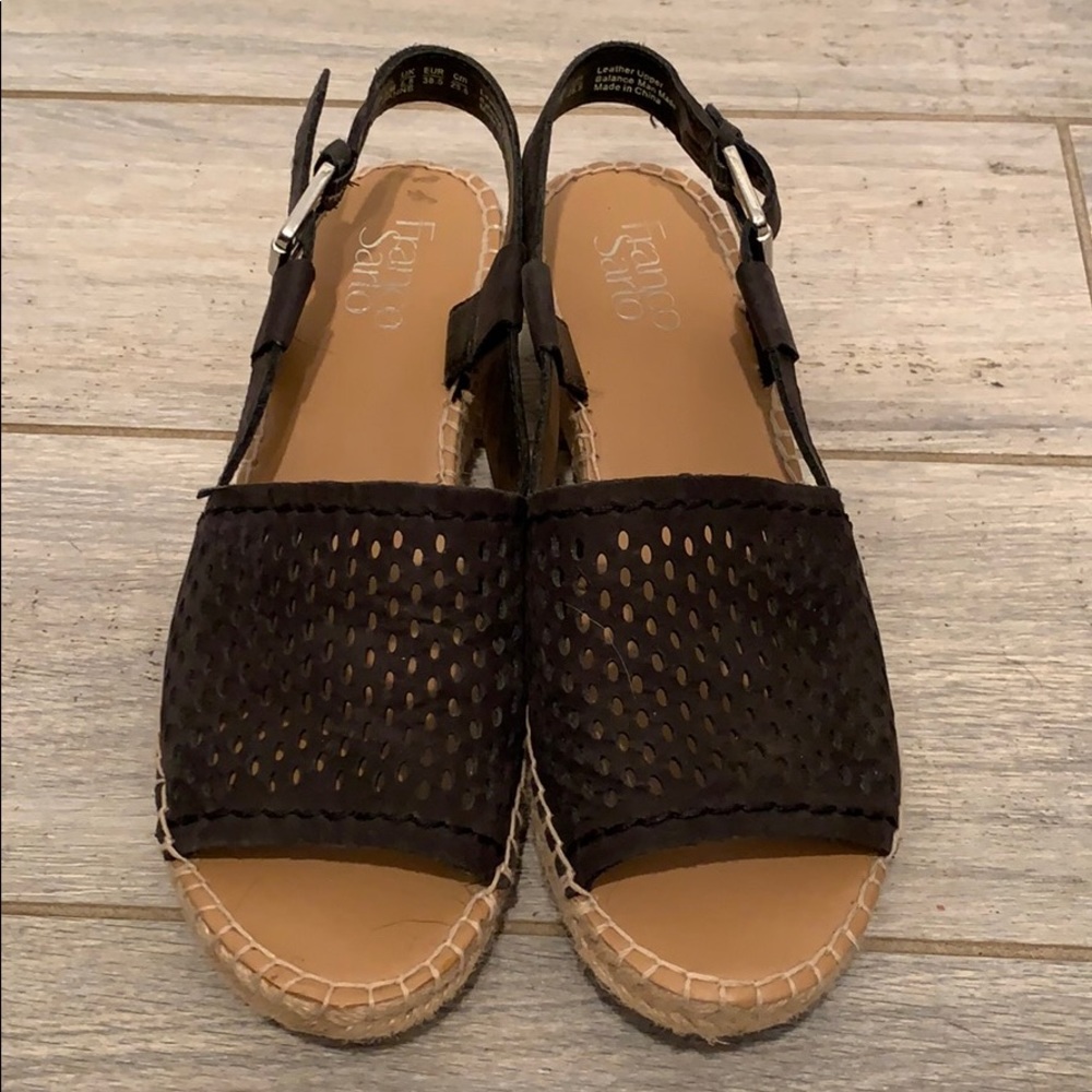 Franco Sarto Leather Dark Brown Wedges